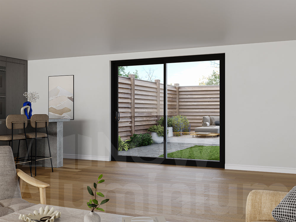 2 Panel Black Sliding Door