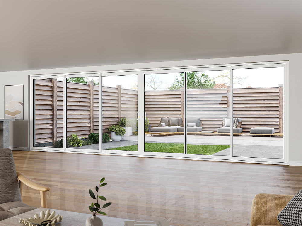 6 Panel White Sliding Door