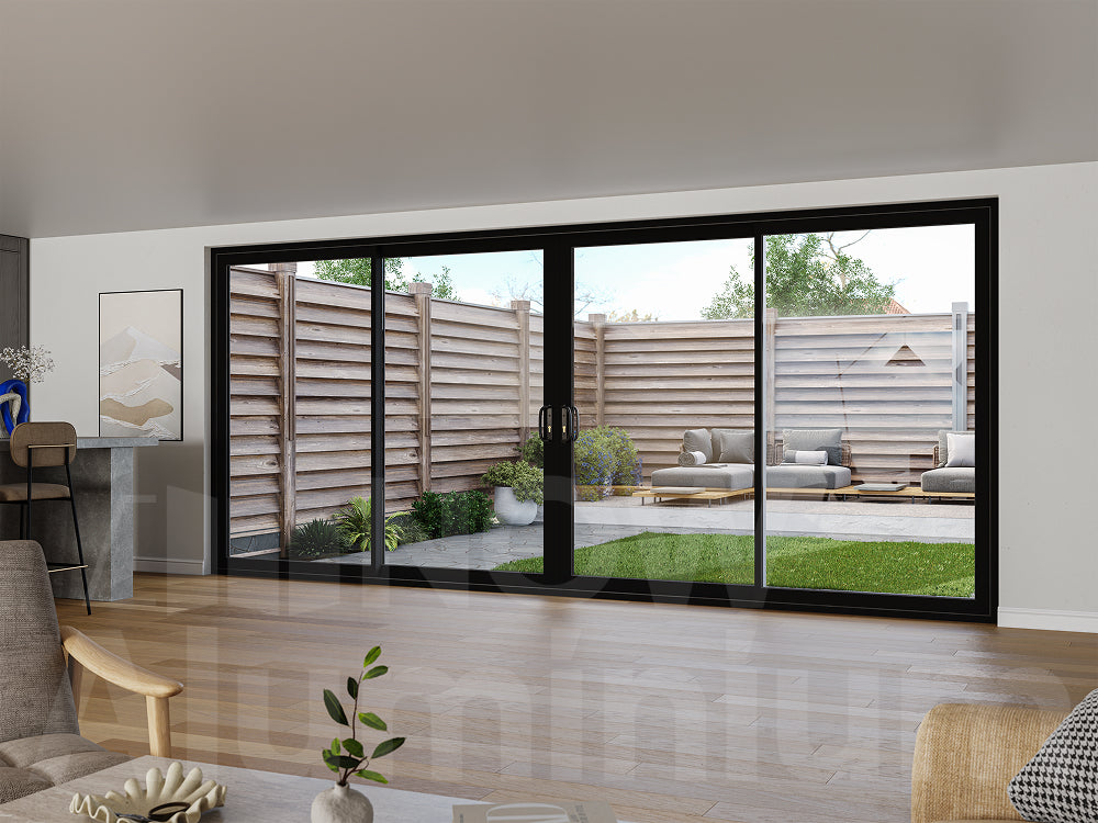 4 Panel Black Sliding Door