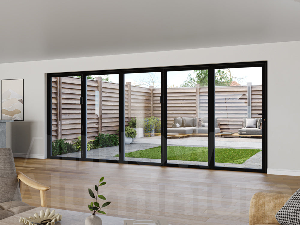 5 Panel Black Bifold Door by NOW Aluminium