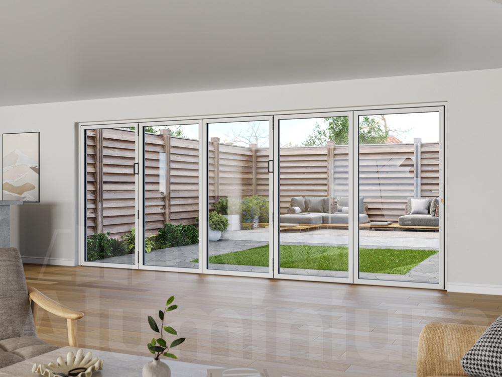 5 Panel White Bifold Door by NOW Aluminium