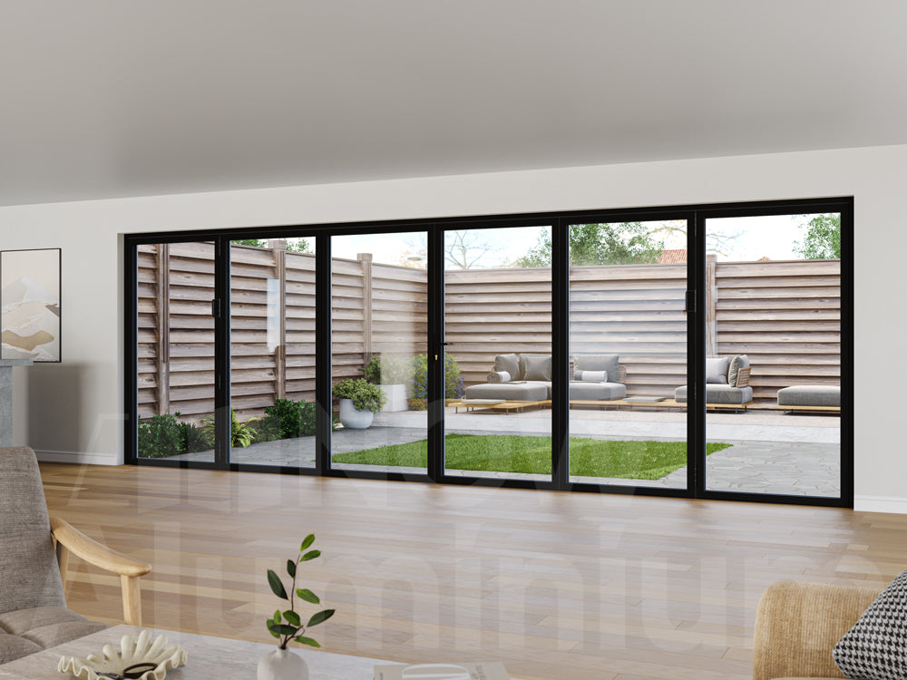 6 Panel Black Bifold Door by NOW Aluminium