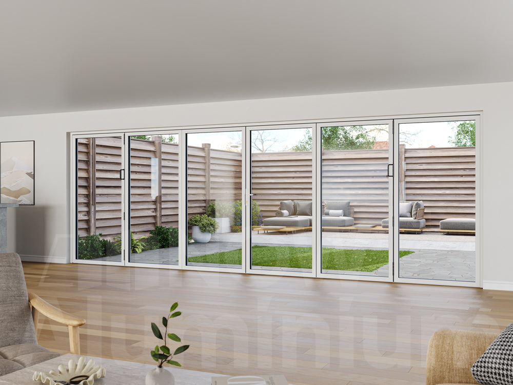 6 Panel White Bifold Door by NOW Aluminium