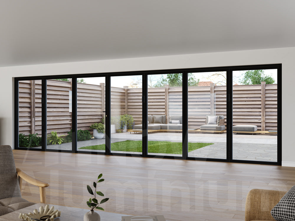 7 Panel Black Bifold Door by NOW Aluminium