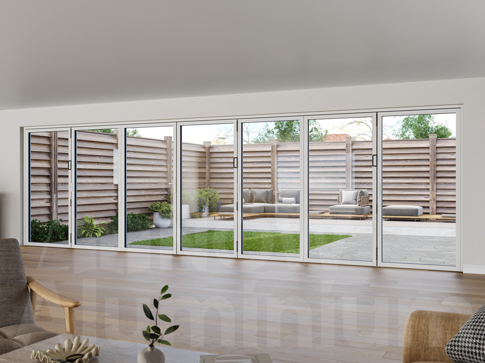 7 Panel White Bifold Door by NOW Aluminium